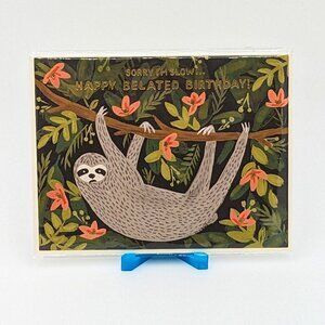 Anthropologie Rifle Paper Co Belated Birthday Blank Sloth Card
